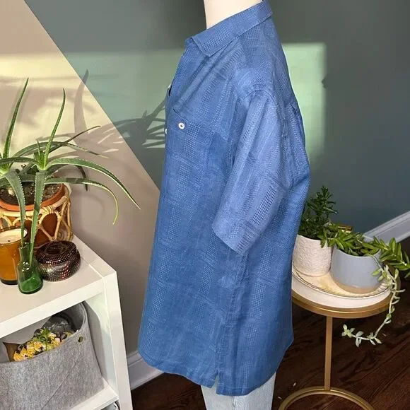 Tommy Bahama 100% Linen Textured Short Sleeve Button-Up Shirt M Resort Classic - Picture 3 of 10